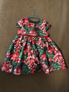 Pippa & Julie Red and Green Floral Fit-and-Flare Dress